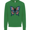 American Butterfly Flag USA July 4th Mens Sweatshirt Jumper Irish Green