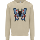 American Butterfly Flag USA July 4th Mens Sweatshirt Jumper Sand