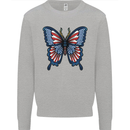 American Butterfly Flag USA July 4th Mens Sweatshirt Jumper Sports Grey