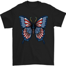 American Butterfly Flag USA July 4th Mens T-Shirt Cotton Gildan Black