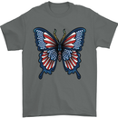 American Butterfly Flag USA July 4th Mens T-Shirt Cotton Gildan Charcoal