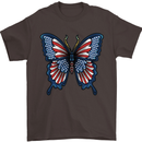 American Butterfly Flag USA July 4th Mens T-Shirt Cotton Gildan Dark Chocolate