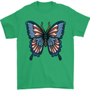 American Butterfly Flag USA July 4th Mens T-Shirt Cotton Gildan Irish Green