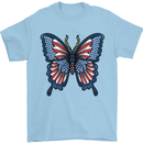 American Butterfly Flag USA July 4th Mens T-Shirt Cotton Gildan Light Blue