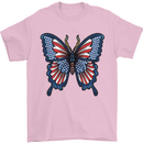 American Butterfly Flag USA July 4th Mens T-Shirt Cotton Gildan Light Pink