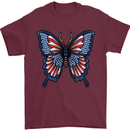 American Butterfly Flag USA July 4th Mens T-Shirt Cotton Gildan Maroon