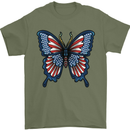 American Butterfly Flag USA July 4th Mens T-Shirt Cotton Gildan Military Green
