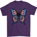 American Butterfly Flag USA July 4th Mens T-Shirt Cotton Gildan Purple