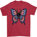 American Butterfly Flag USA July 4th Mens T-Shirt Cotton Gildan Red