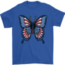 American Butterfly Flag USA July 4th Mens T-Shirt Cotton Gildan Royal Blue