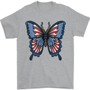 American Butterfly Flag USA July 4th Mens T-Shirt Cotton Gildan Sports Grey