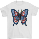 American Butterfly Flag USA July 4th Mens T-Shirt Cotton Gildan White