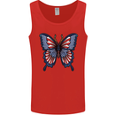 American Butterfly Flag USA July 4th Mens Vest Tank Top Red