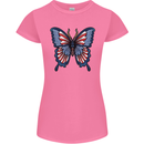 American Butterfly Flag USA July 4th Womens Petite Cut T-Shirt Azalea
