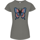 American Butterfly Flag USA July 4th Womens Petite Cut T-Shirt Charcoal