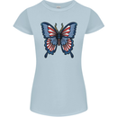 American Butterfly Flag USA July 4th Womens Petite Cut T-Shirt Light Blue