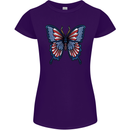 American Butterfly Flag USA July 4th Womens Petite Cut T-Shirt Purple