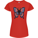 American Butterfly Flag USA July 4th Womens Petite Cut T-Shirt Red