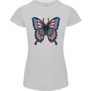 American Butterfly Flag USA July 4th Womens Petite Cut T-Shirt Sports Grey