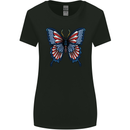 American Butterfly Flag USA July 4th Womens Wider Cut T-Shirt Black