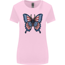 American Butterfly Flag USA July 4th Womens Wider Cut T-Shirt Light Pink