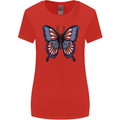 American Butterfly Flag USA July 4th Womens Wider Cut T-Shirt Red