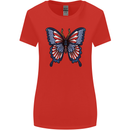 American Butterfly Flag USA July 4th Womens Wider Cut T-Shirt Red