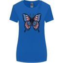 American Butterfly Flag USA July 4th Womens Wider Cut T-Shirt Royal Blue