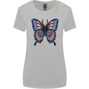 American Butterfly Flag USA July 4th Womens Wider Cut T-Shirt Sports Grey