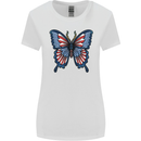 American Butterfly Flag USA July 4th Womens Wider Cut T-Shirt White
