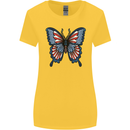 American Butterfly Flag USA July 4th Womens Wider Cut T-Shirt Yellow