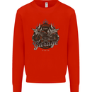 American Custom Garage Biker Motorcycle Kids Sweatshirt Jumper Bright Red