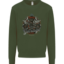 American Custom Garage Biker Motorcycle Kids Sweatshirt Jumper Forest Green