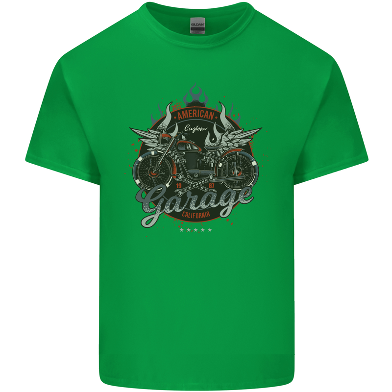 American Custom Garage Biker Motorcycle Kids T-Shirt Childrens Irish Green