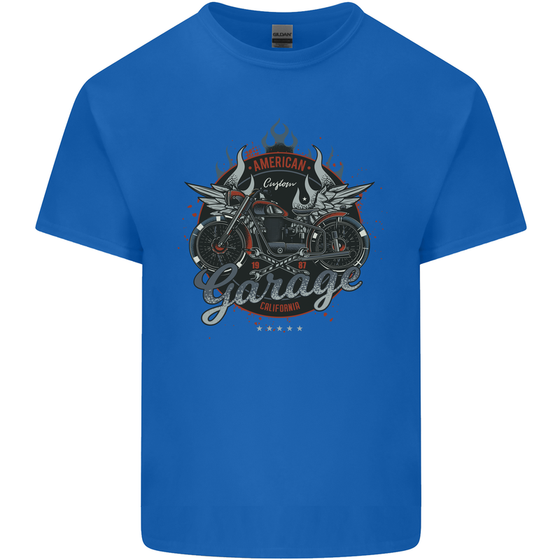 American Custom Garage Biker Motorcycle Kids T-Shirt Childrens Royal Blue