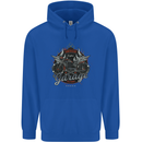 American Custom Garage Biker Motorcycle Mens 80% Cotton Hoodie Royal Blue