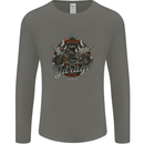 American Custom Garage Biker Motorcycle Mens Long Sleeve T-Shirt Charcoal