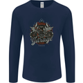 American Custom Garage Biker Motorcycle Mens Long Sleeve T-Shirt Navy Blue