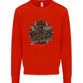 American Custom Garage Biker Motorcycle Mens Sweatshirt Jumper Bright Red