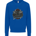 American Custom Garage Biker Motorcycle Mens Sweatshirt Jumper Royal Blue