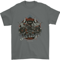 American Custom Garage Biker Motorcycle Mens T-Shirt Cotton Gildan Charcoal