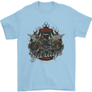 American Custom Garage Biker Motorcycle Mens T-Shirt Cotton Gildan Light Blue