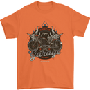American Custom Garage Biker Motorcycle Mens T-Shirt Cotton Gildan Orange