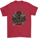 American Custom Garage Biker Motorcycle Mens T-Shirt Cotton Gildan Red