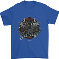 American Custom Garage Biker Motorcycle Mens T-Shirt Cotton Gildan Royal Blue