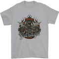 American Custom Garage Biker Motorcycle Mens T-Shirt Cotton Gildan Sports Grey