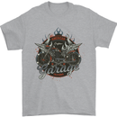 American Custom Garage Biker Motorcycle Mens T-Shirt Cotton Gildan Sports Grey