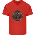 American Custom Garage Biker Motorcycle Mens V-Neck Cotton T-Shirt Red