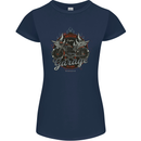American Custom Garage Biker Motorcycle Womens Petite Cut T-Shirt Navy Blue