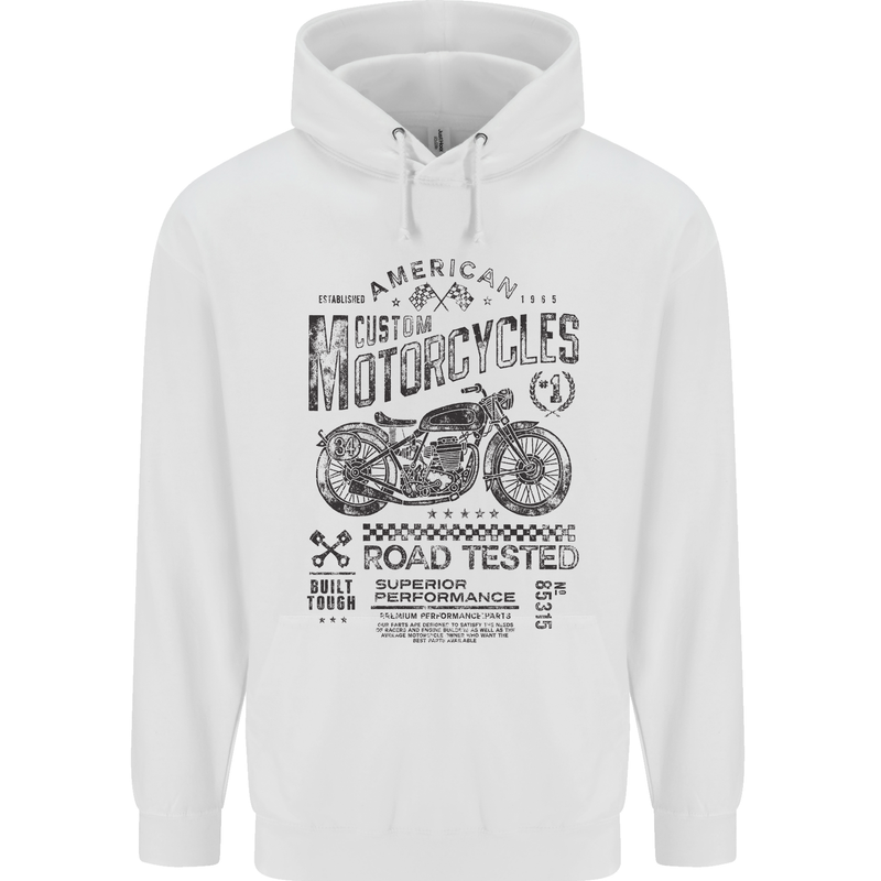 American Custom Motorbike Biker Motorcycle Mens Hoodie White